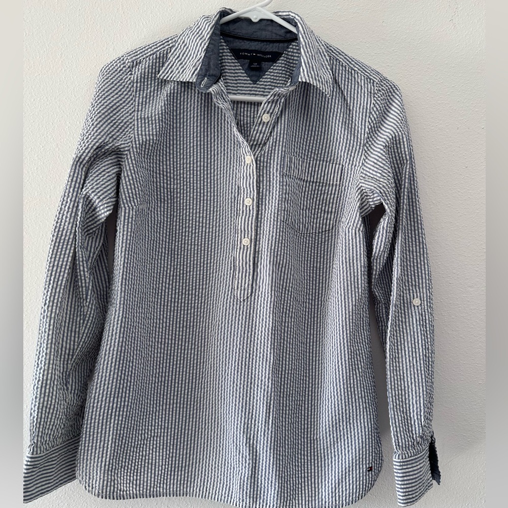 Tommy Hilfiger Navy and White Checkered Shirt